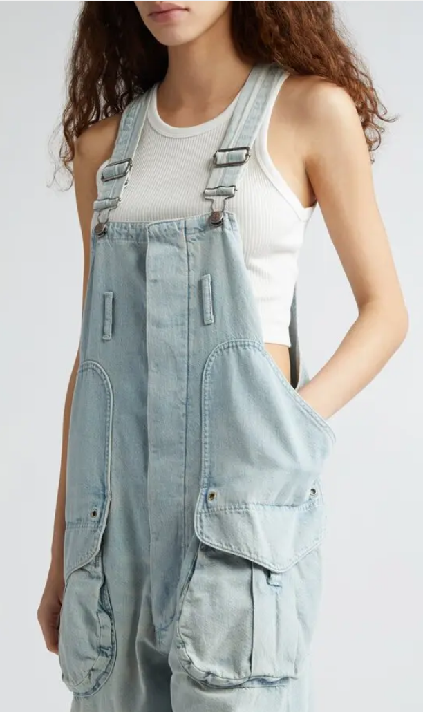 R13 Denim Short Overalls - Size s