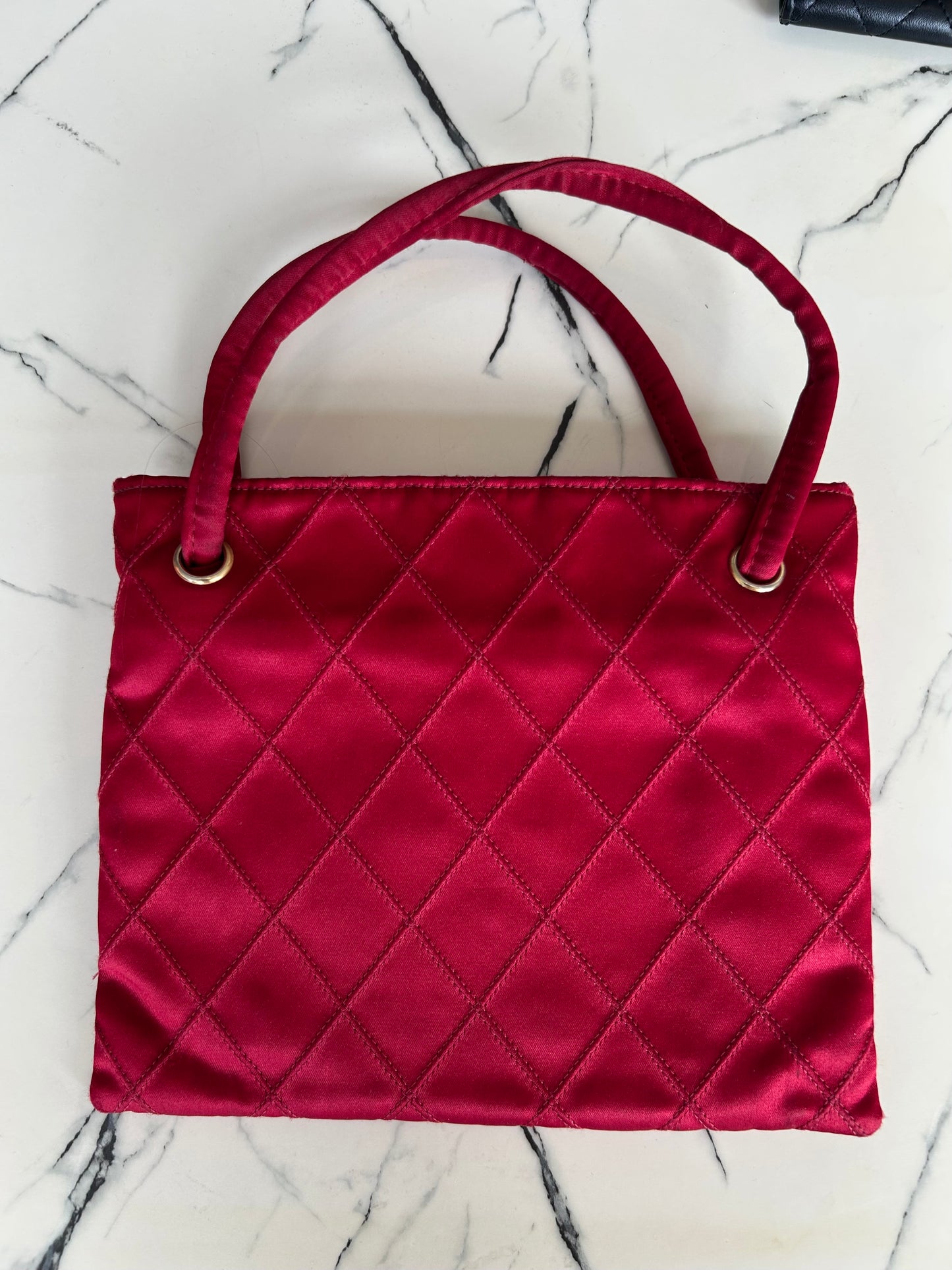 CHANEL Vintage Quilted Silk Purse