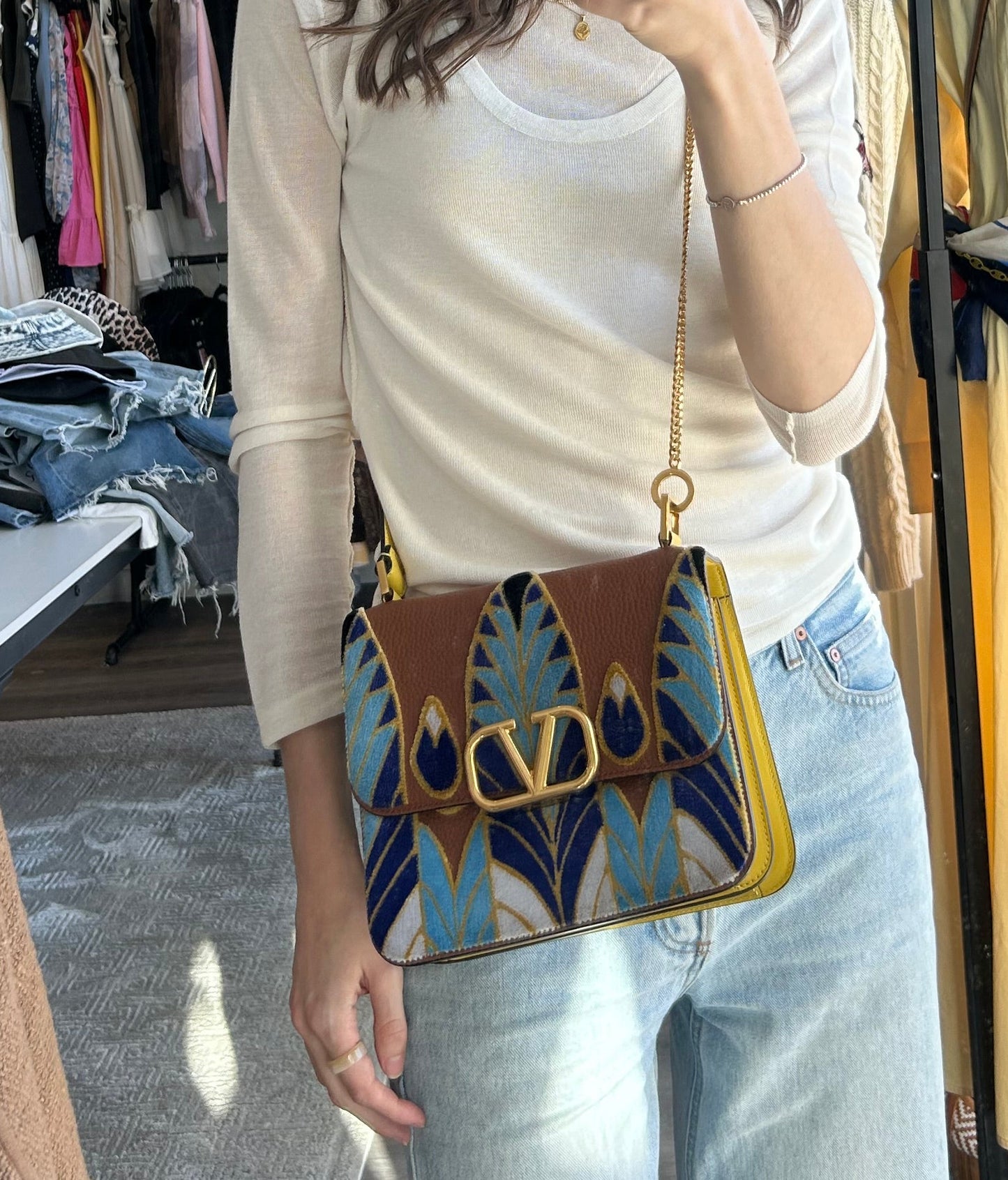 VALENTINO GARAVANI Vsling Velvet Shoulder Bag