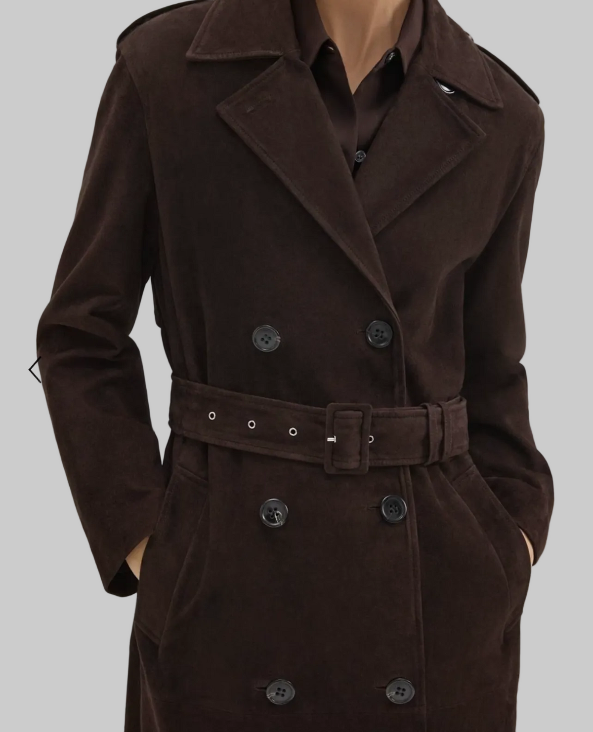 THEORY Suede Belted Trench - Size S