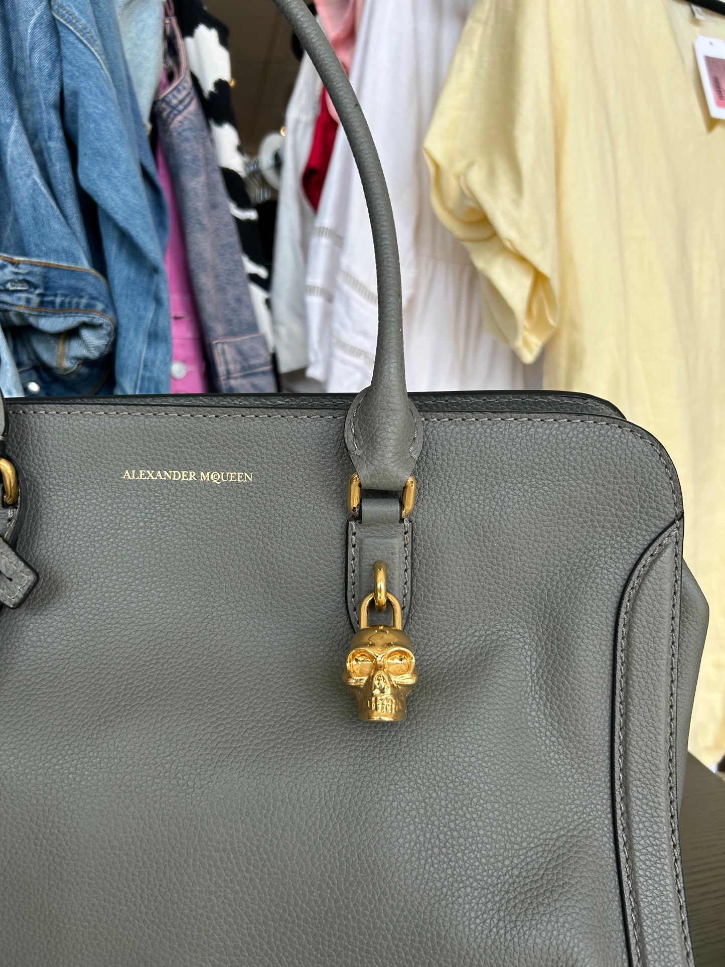 ALEXANDER MCQUEEN Grey Skull Padlock Bag