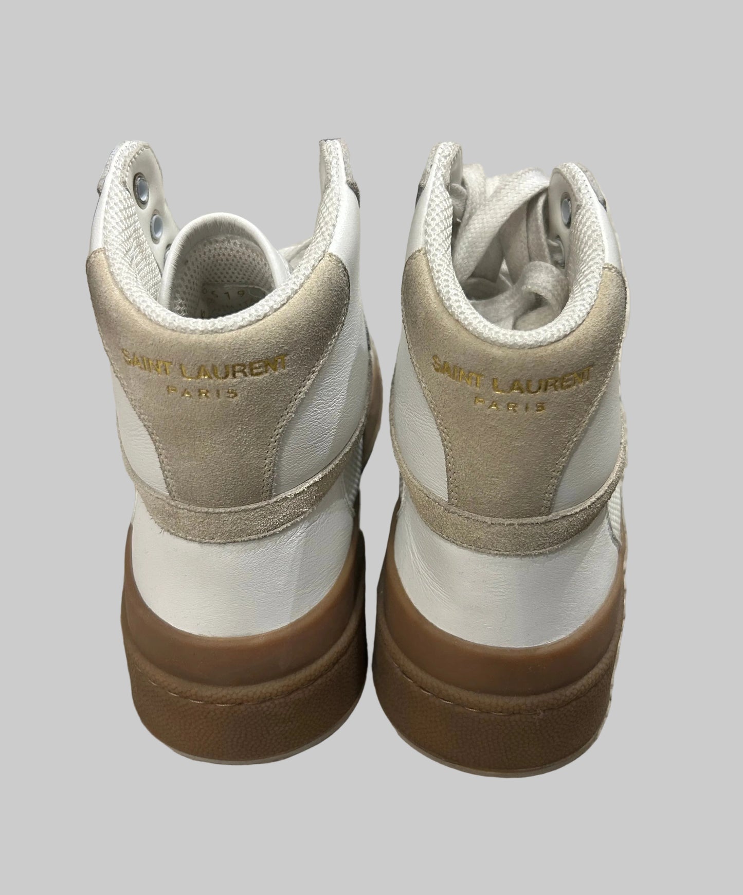 SAINT LAURENT Leather High Top Trainers - Size 35.5