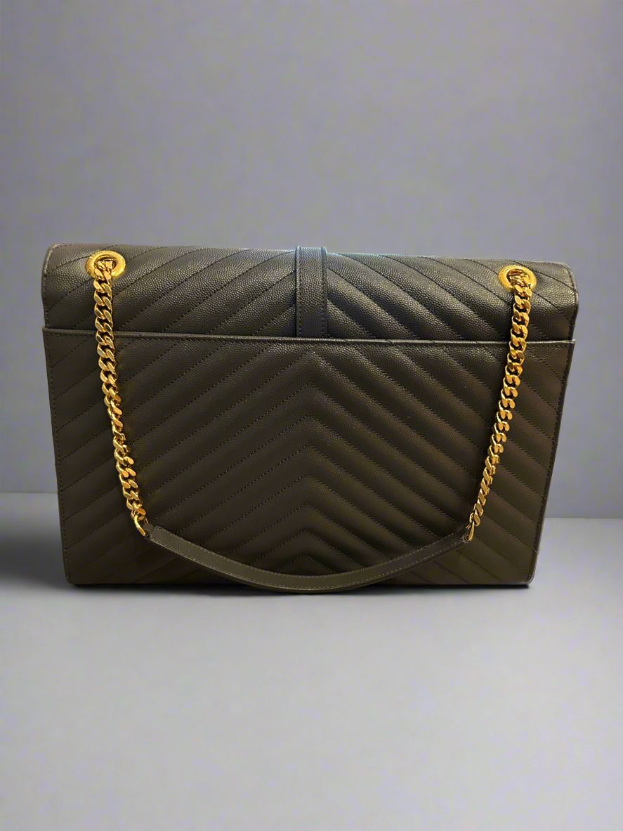 SAINT LAURENT Grey Cheveron Envelope Bag