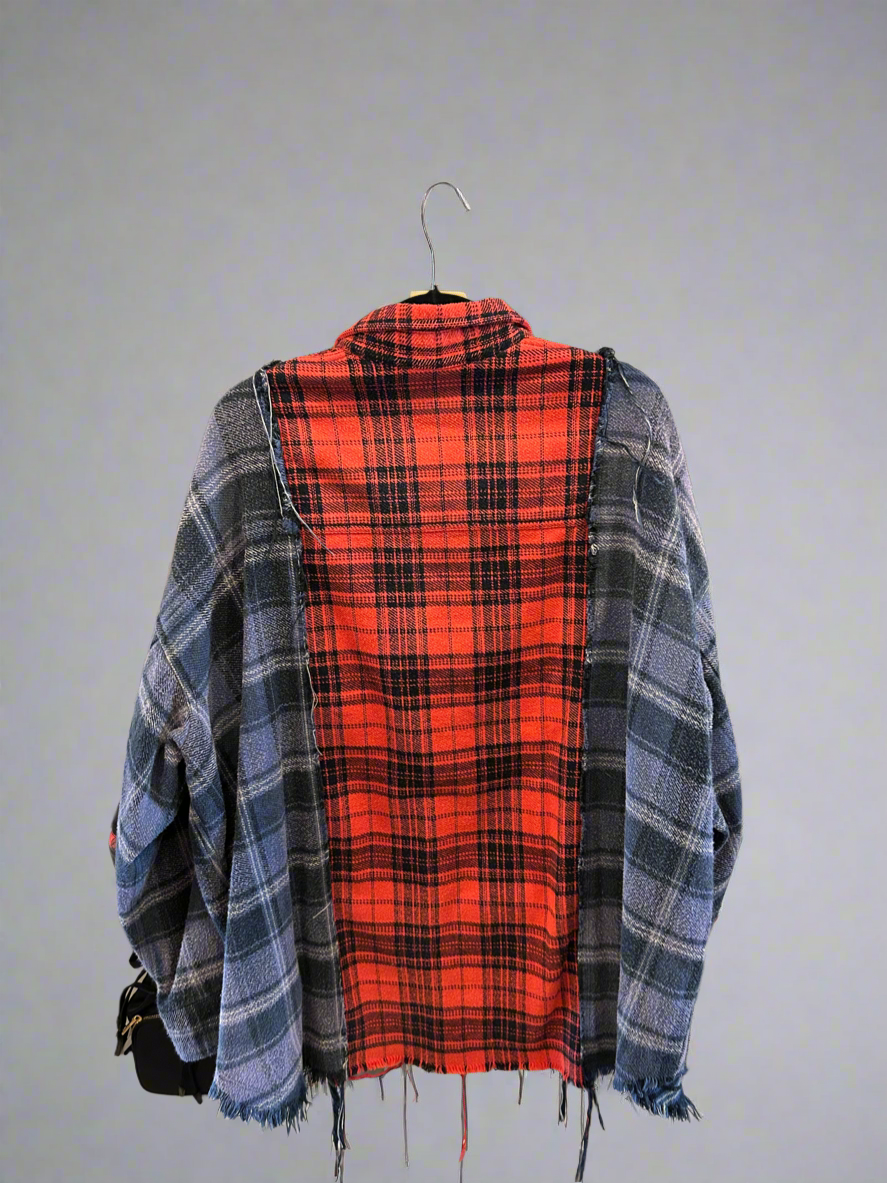 R13 Distressed Two-Toned Plaid Button-up - Size S