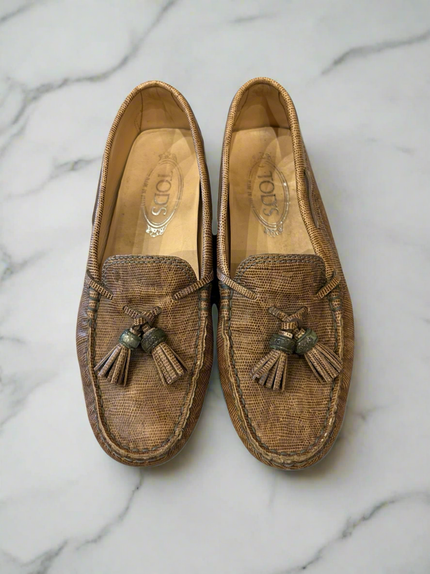 TODS Lizard Loafers - Size 36.5