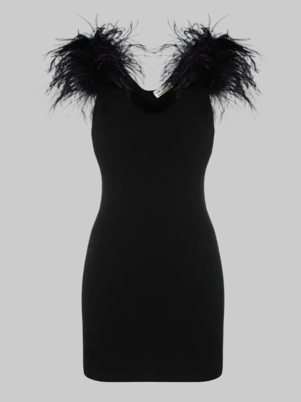 SAINT LAURENT Ostrich Feather Wool Mini Dress - Size xs