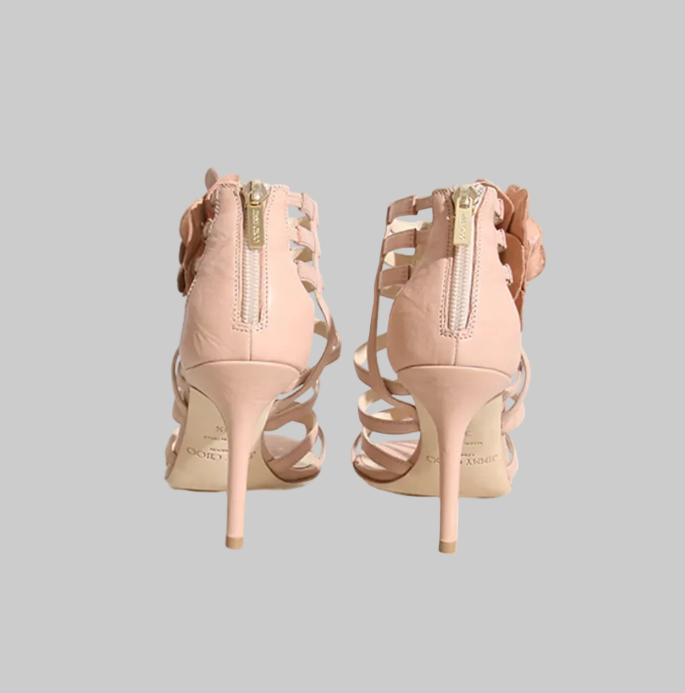 JIMMY CHOO Leather Cage Sandals - Size 39