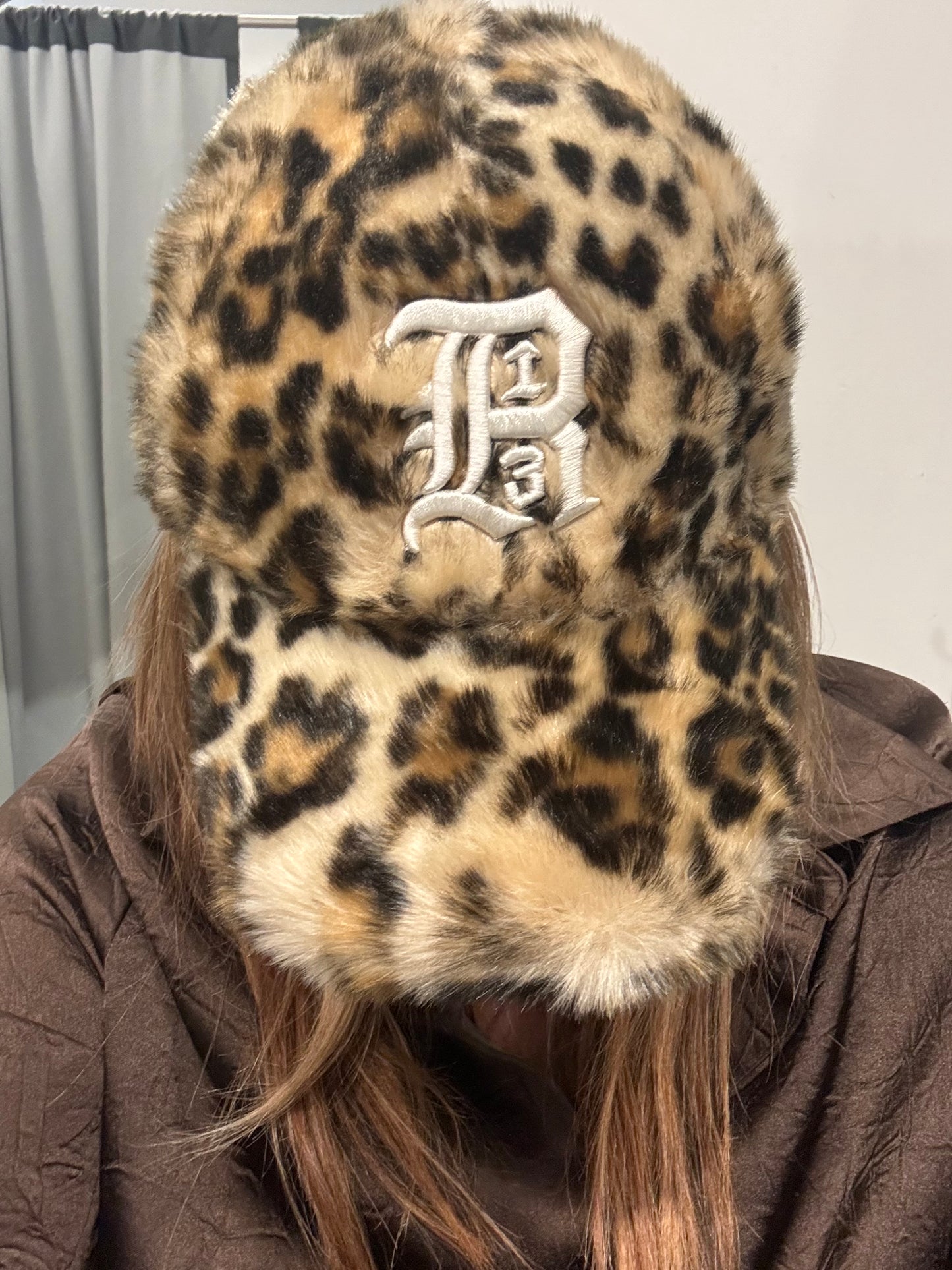 R13 Leopard Print Faux Fur Cap