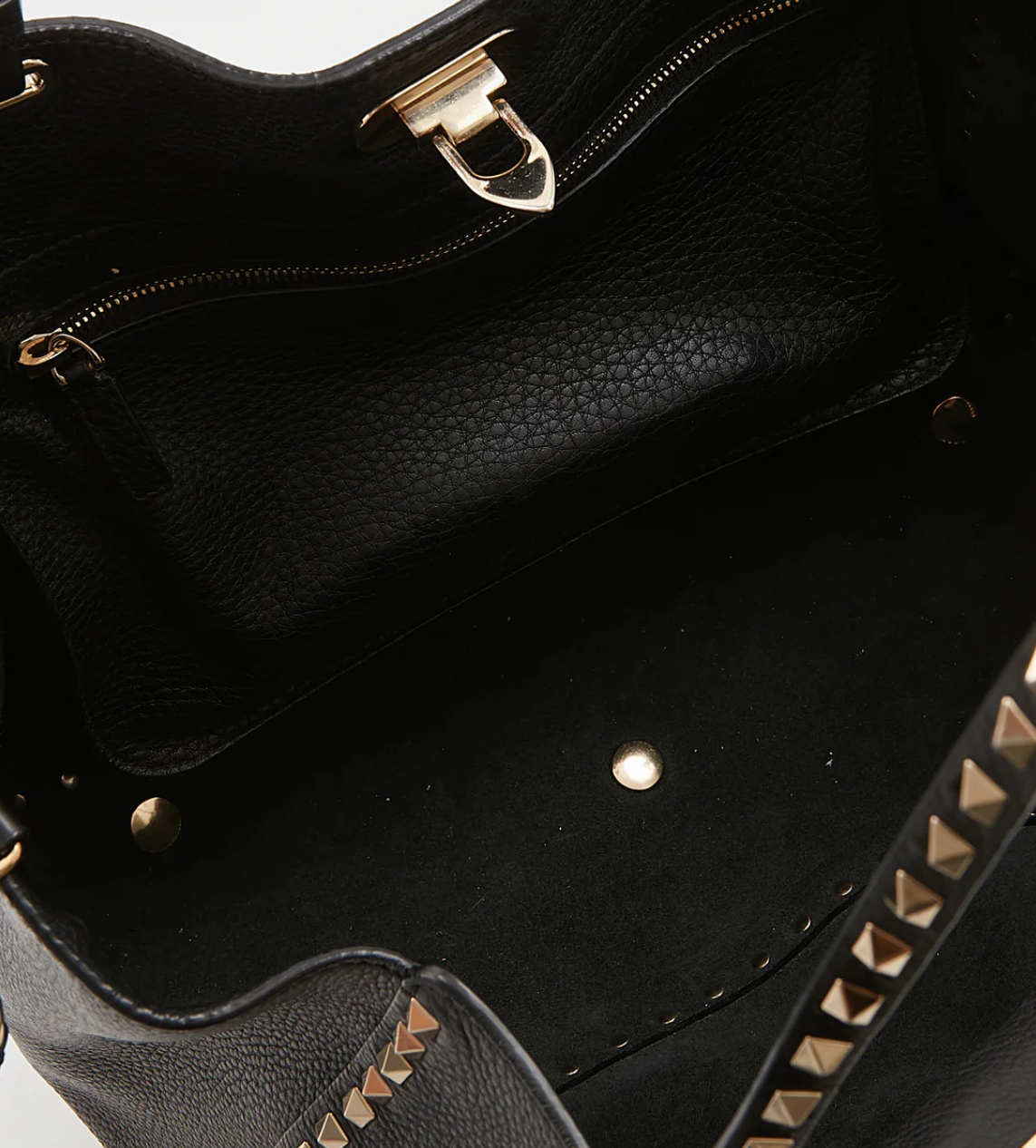 VALENTINO GARAVANI Black Leather Rockstud Tote