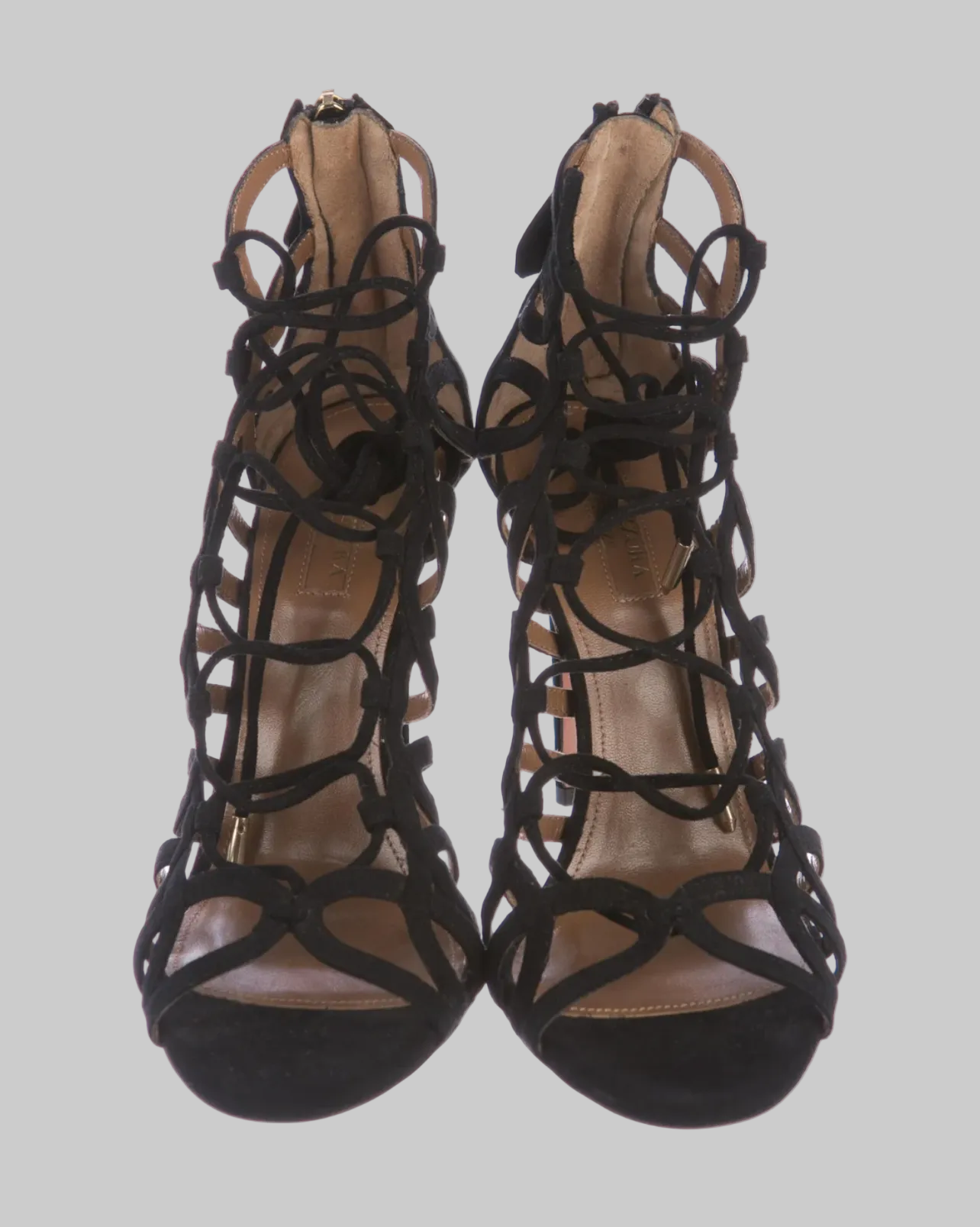 AQUAZZURA Ooh La La Cage Sandals - Size 36.5