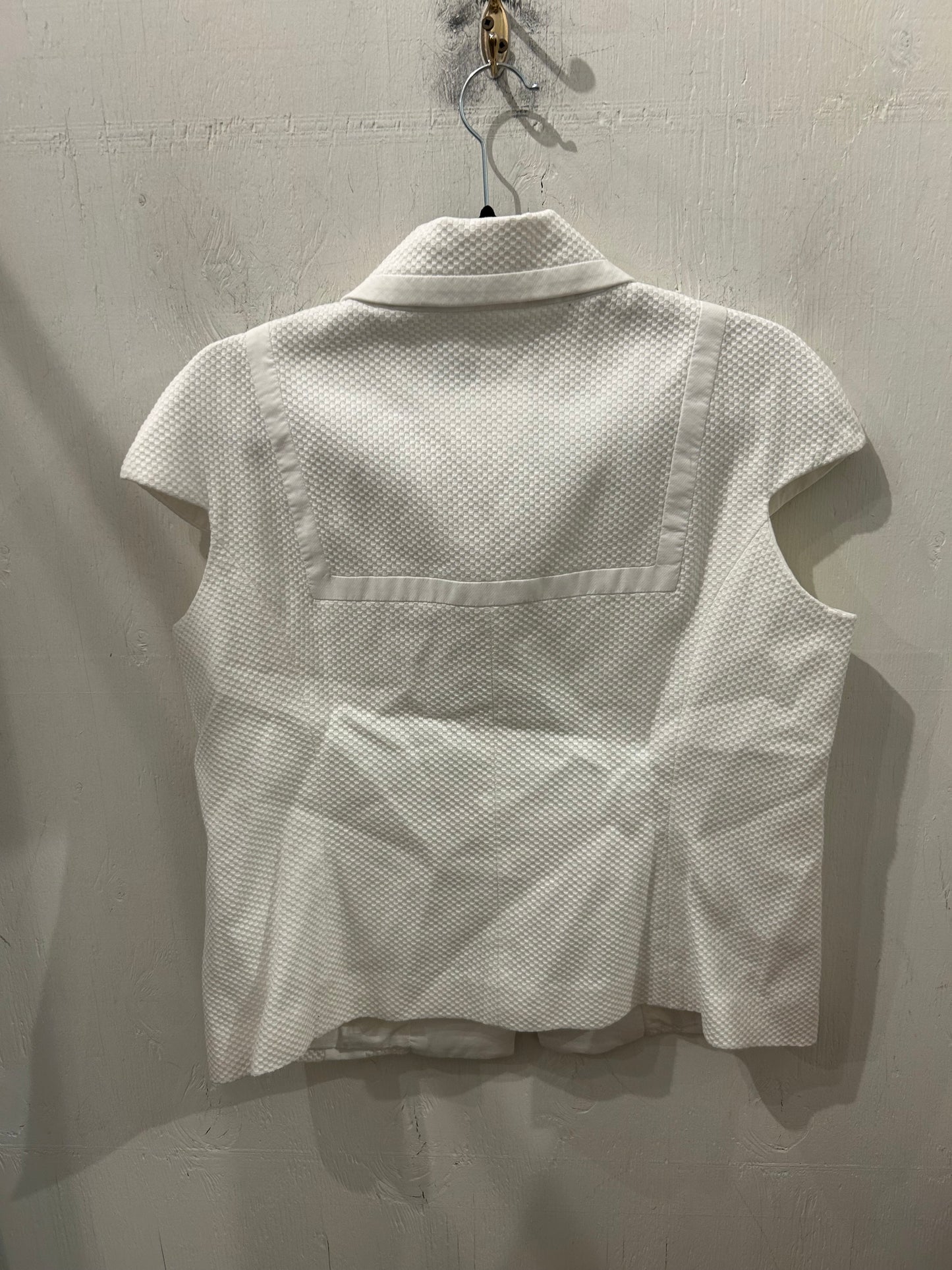 SALVATORE FERRAGAMO White Collared Zip Front Top - Size L