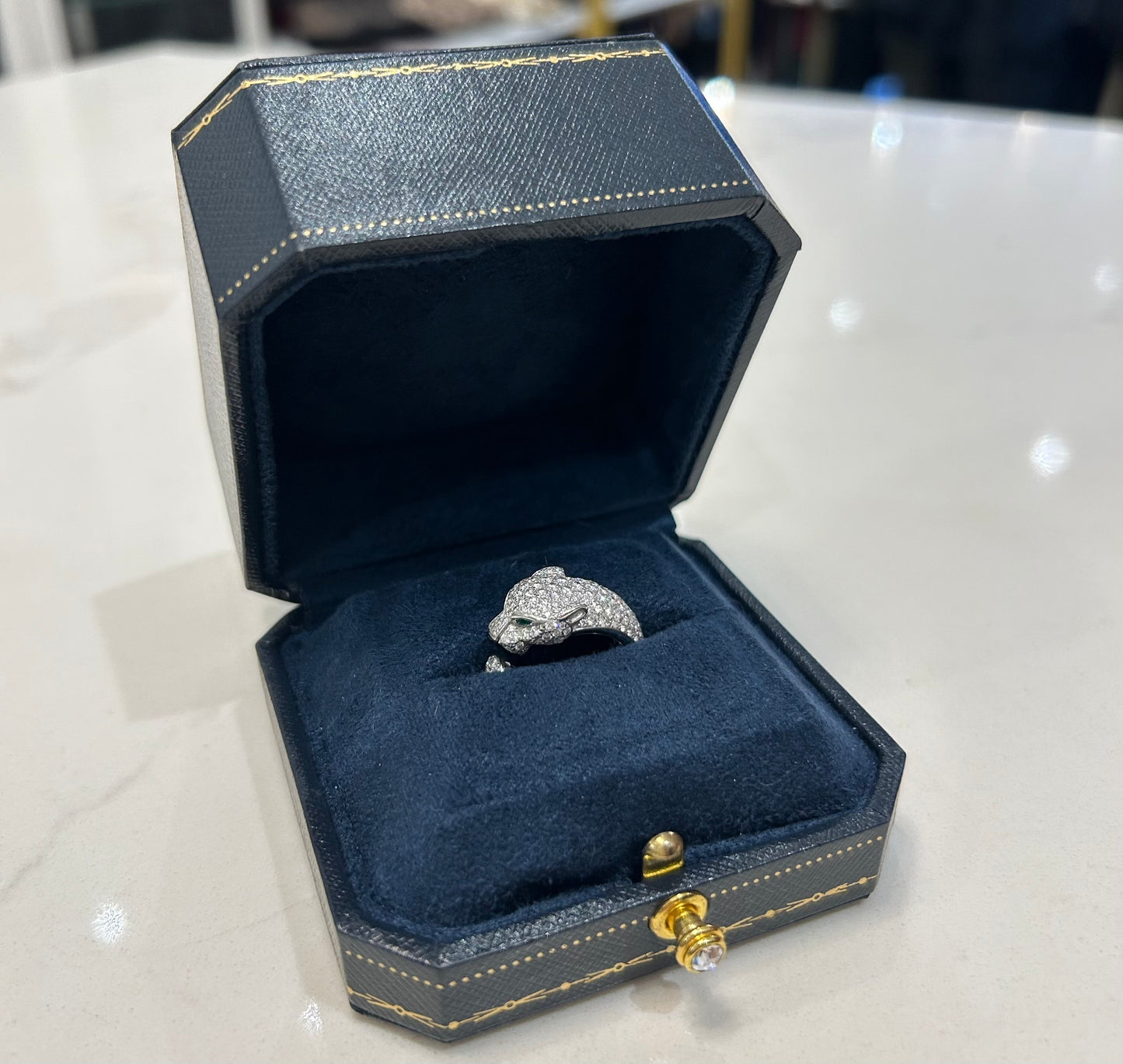 CARTIER Panthère De Cartier Ring White Gold With Diamonds - Size 5.5