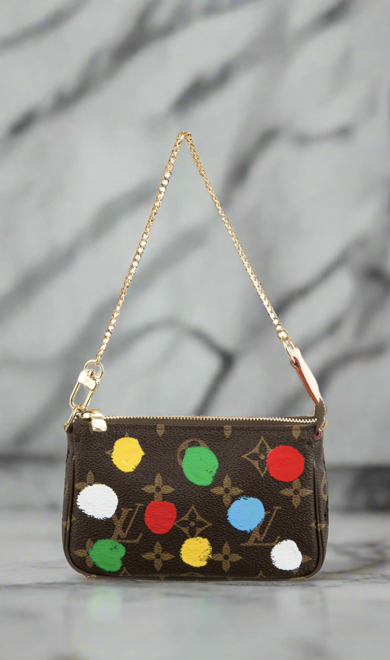LOUIS VUITTON X Yayoi Kusama Monogram Painted Mini Pochette