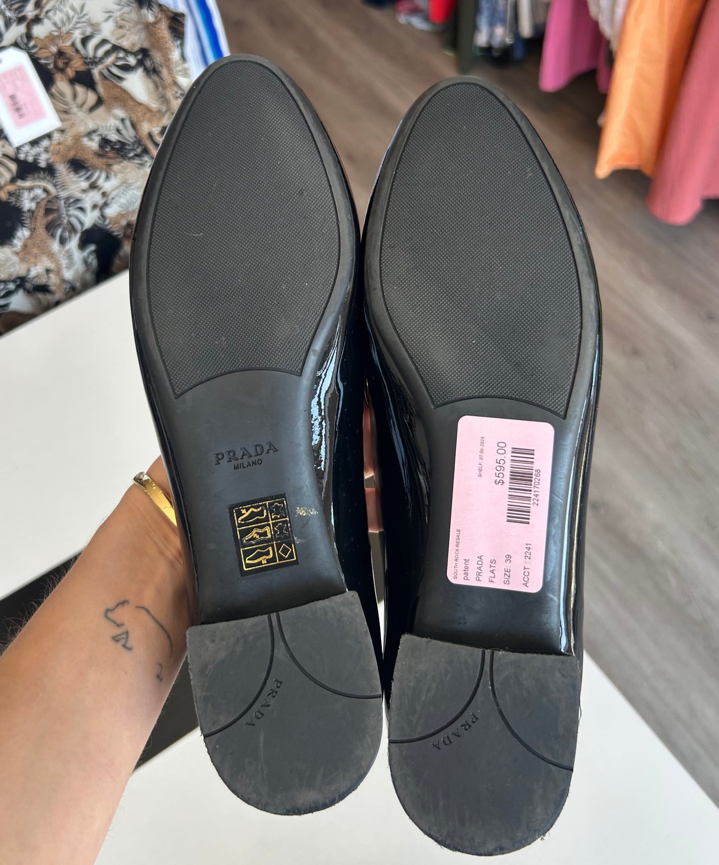 PRADA Black Patent Flats - Size 39