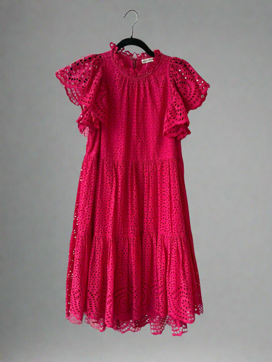 ULLA JOHNSON Pink Eyelet Maxi Dress - Size 4
