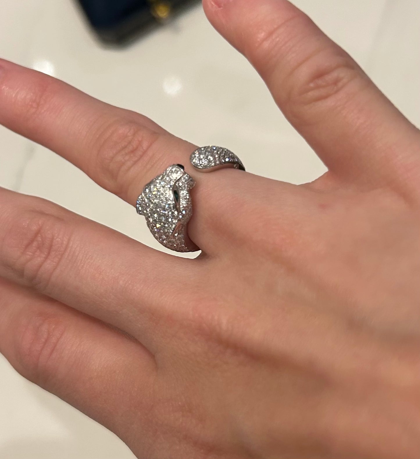 CARTIER Panthère De Cartier Ring White Gold With Diamonds - Size 5.5