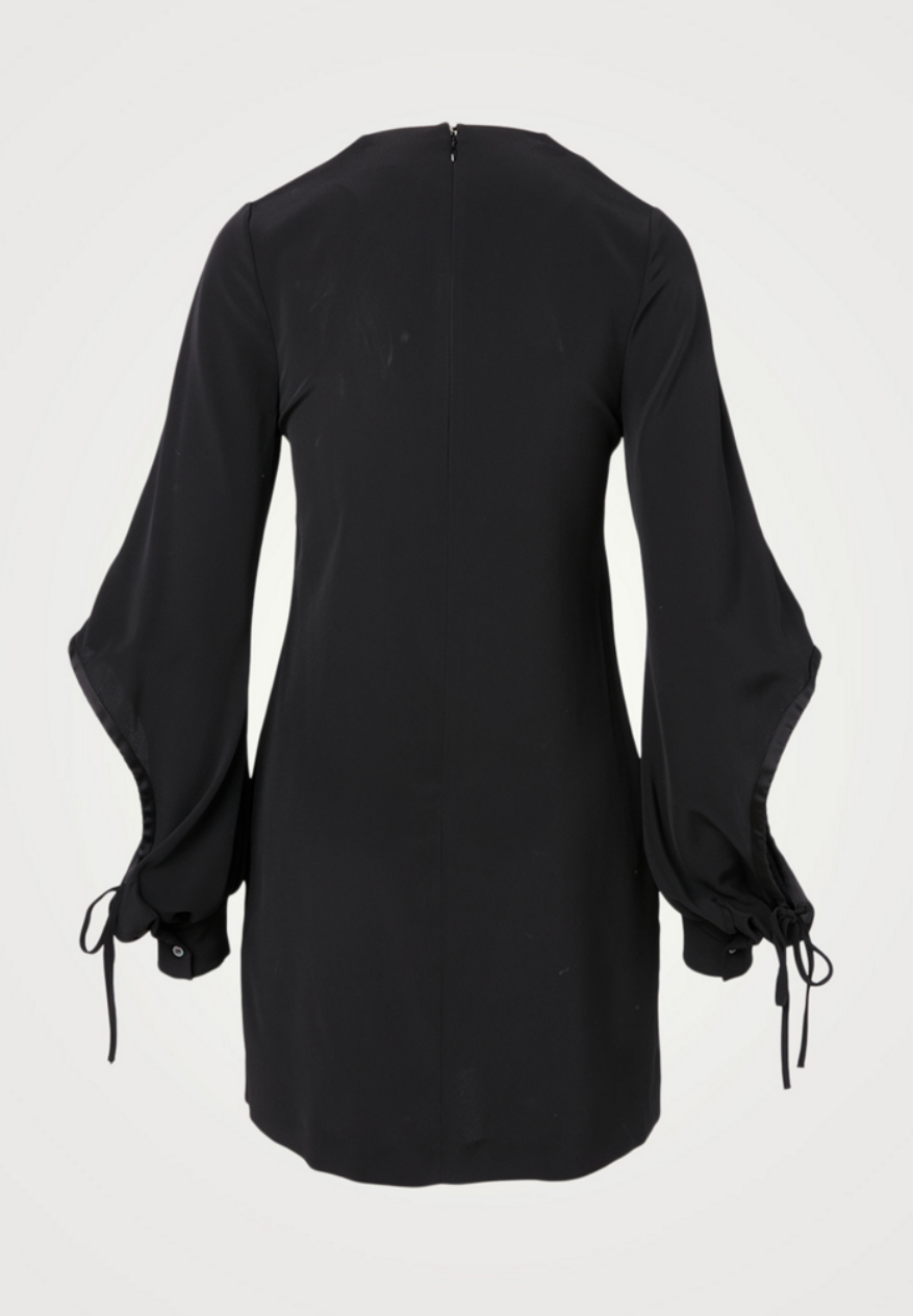 Victoria Victoria Beckham Drawstring-Sleeve Satin Crepe Shift Dress - Size 10