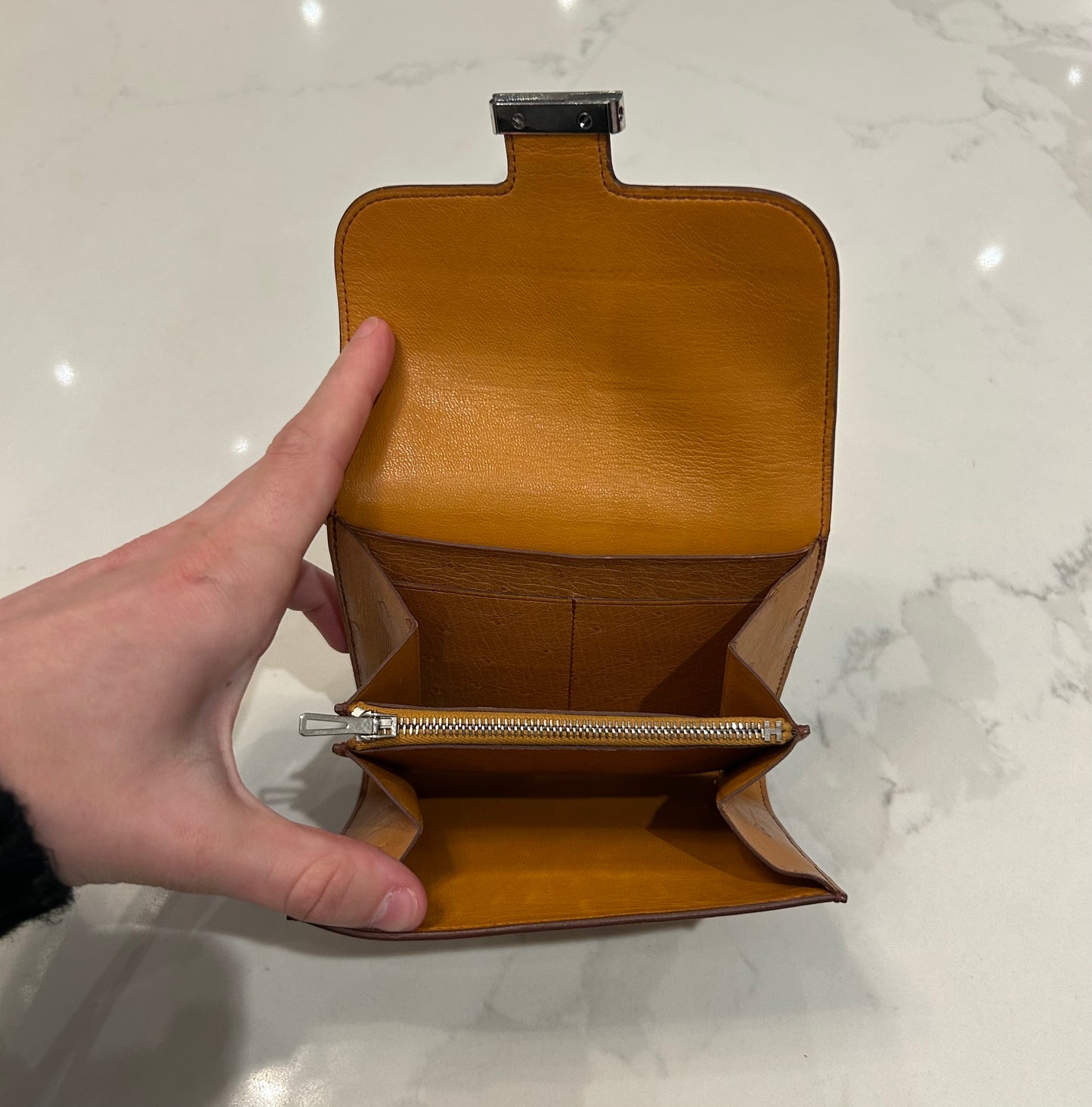 HERMÈS Constance Short Wallet In Ostritch