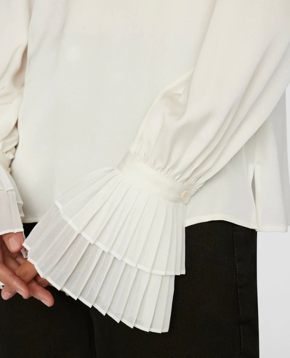 FRAME Cream Pleated Blouse - Size S