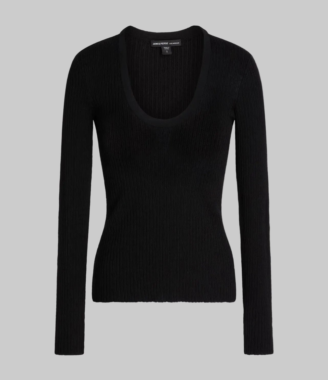 NEW* JAMES PERSE Black Scoop Neck Long sleeve Top - Size S
