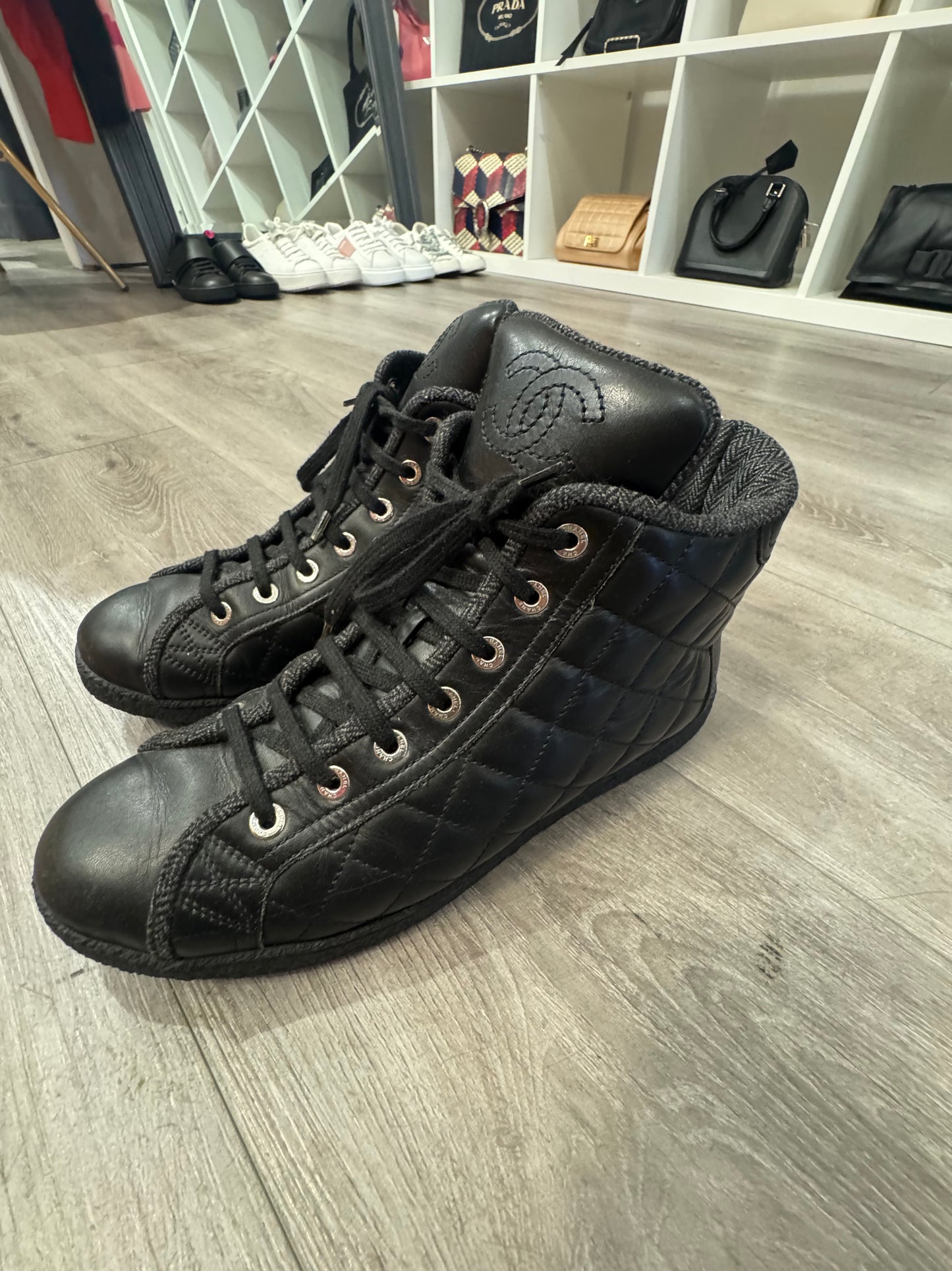 CHANEL Quilted Sneaker - Size 39