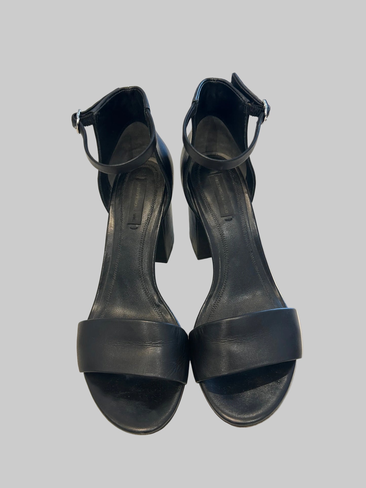 ALEXANDER WANG Black Leather Cutout Sandals