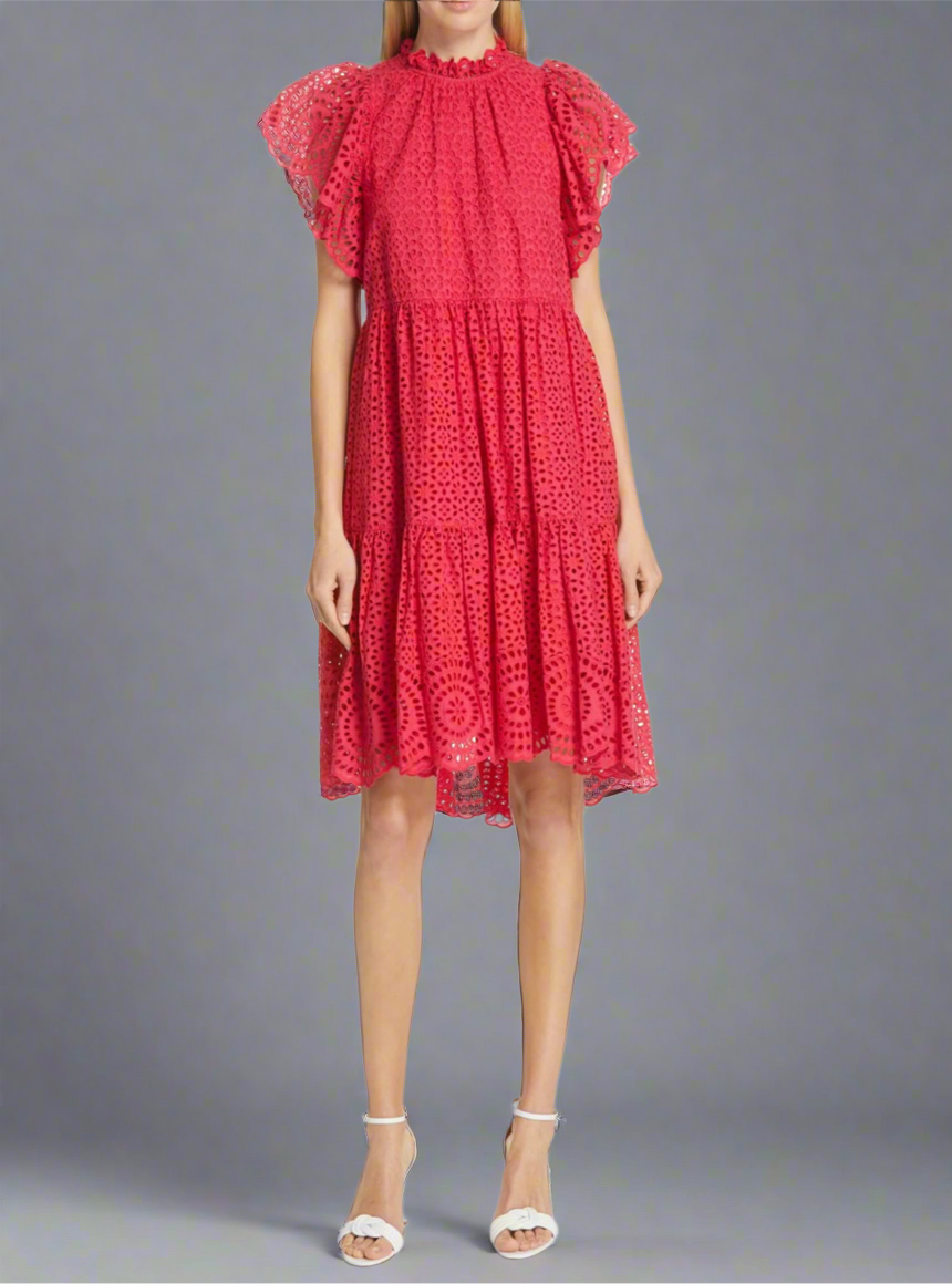 ULLA JOHNSON Pink Eyelet Maxi Dress - Size 4
