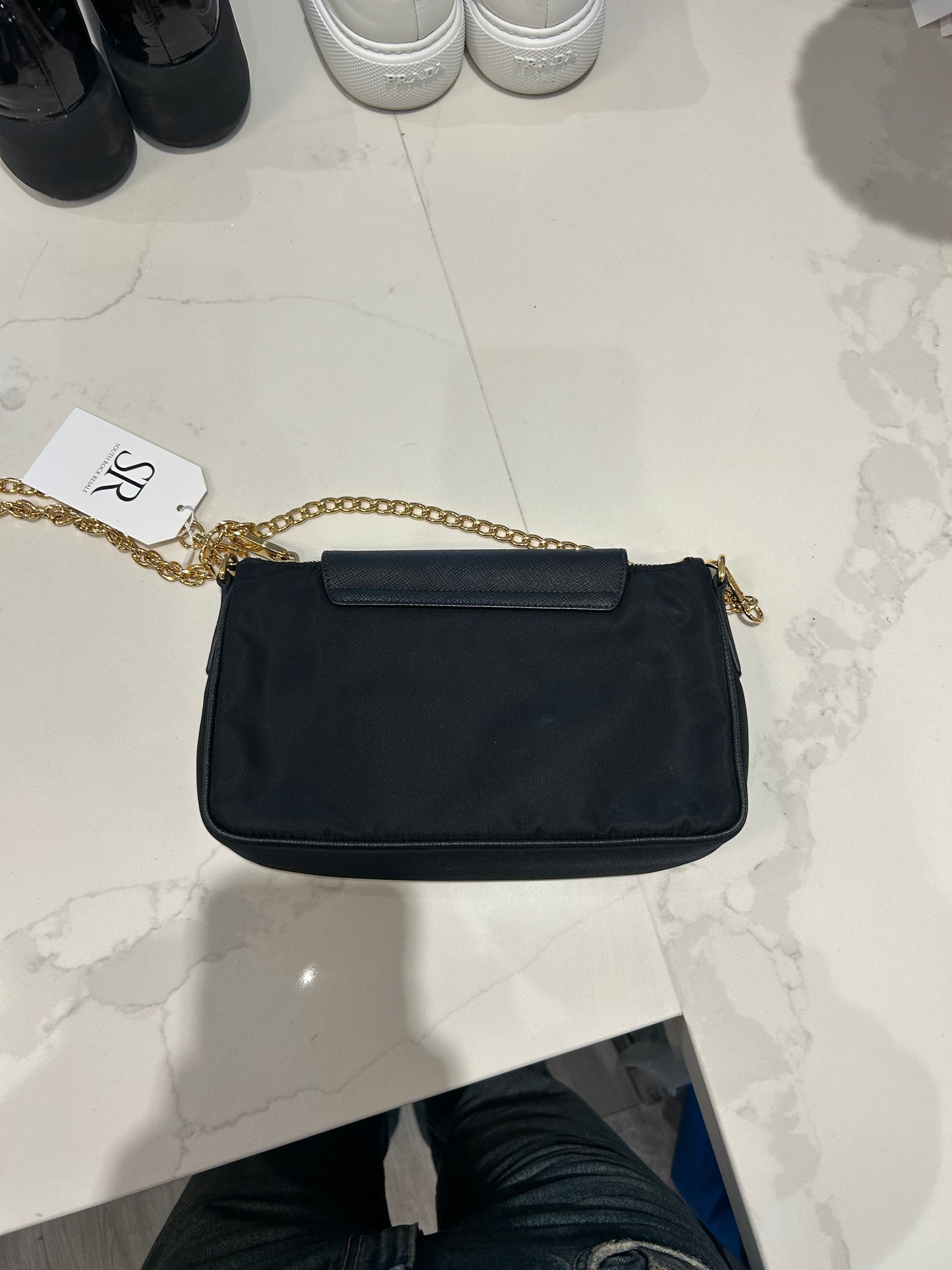 PRADA Tessuto Nylon Saffiano Chain Crossbody