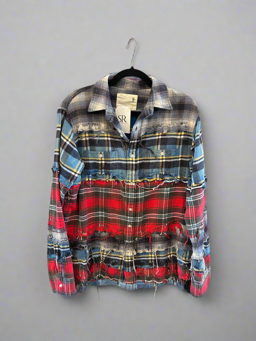 R13 Distressed Plaid Button Down - Size S