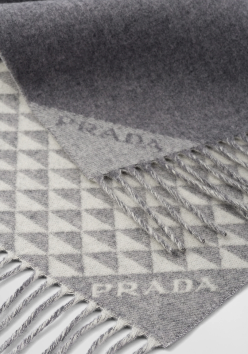 PRADA Symbole double wool and cashmere scarf
