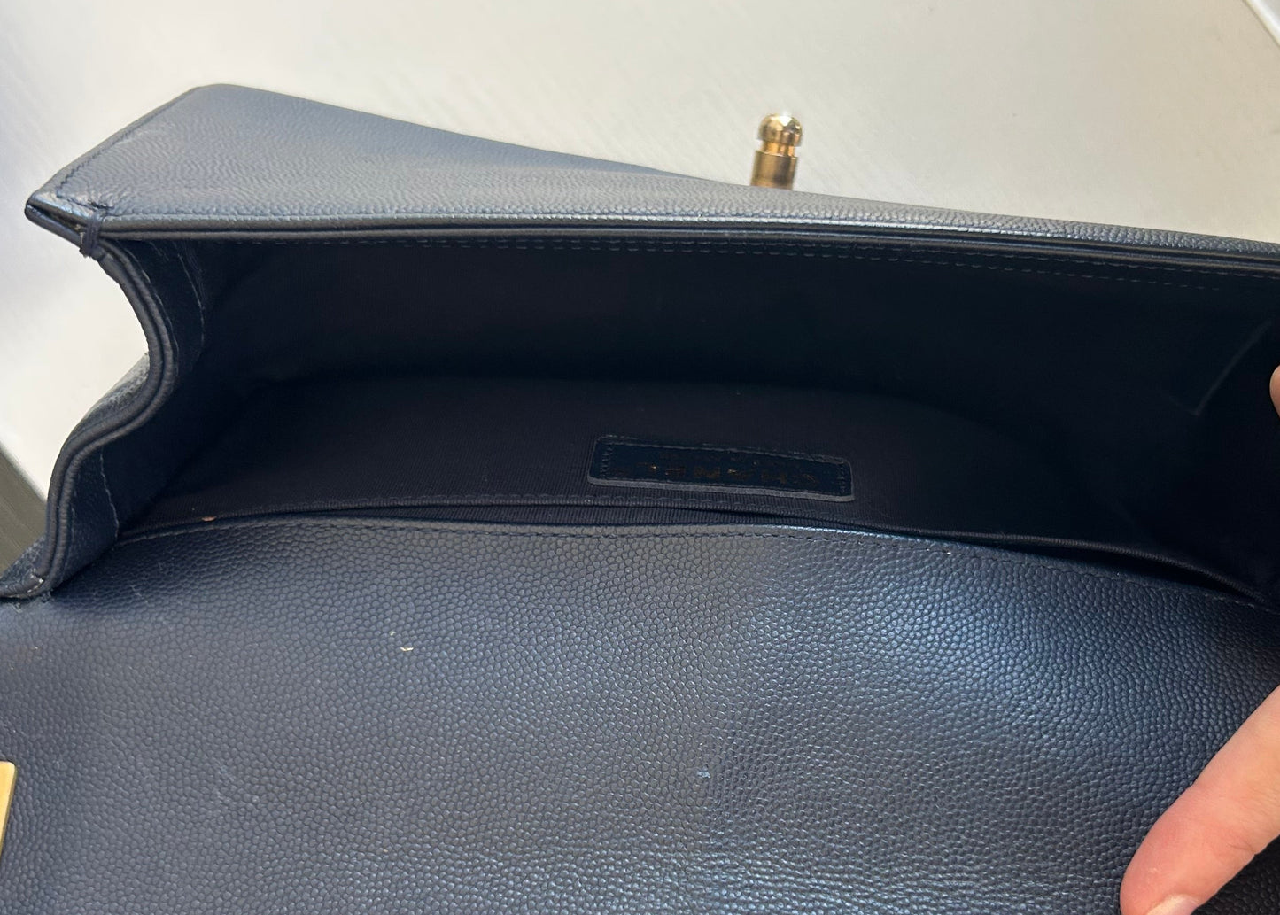 CHANEL 2018 Medium Boy Bag Navy