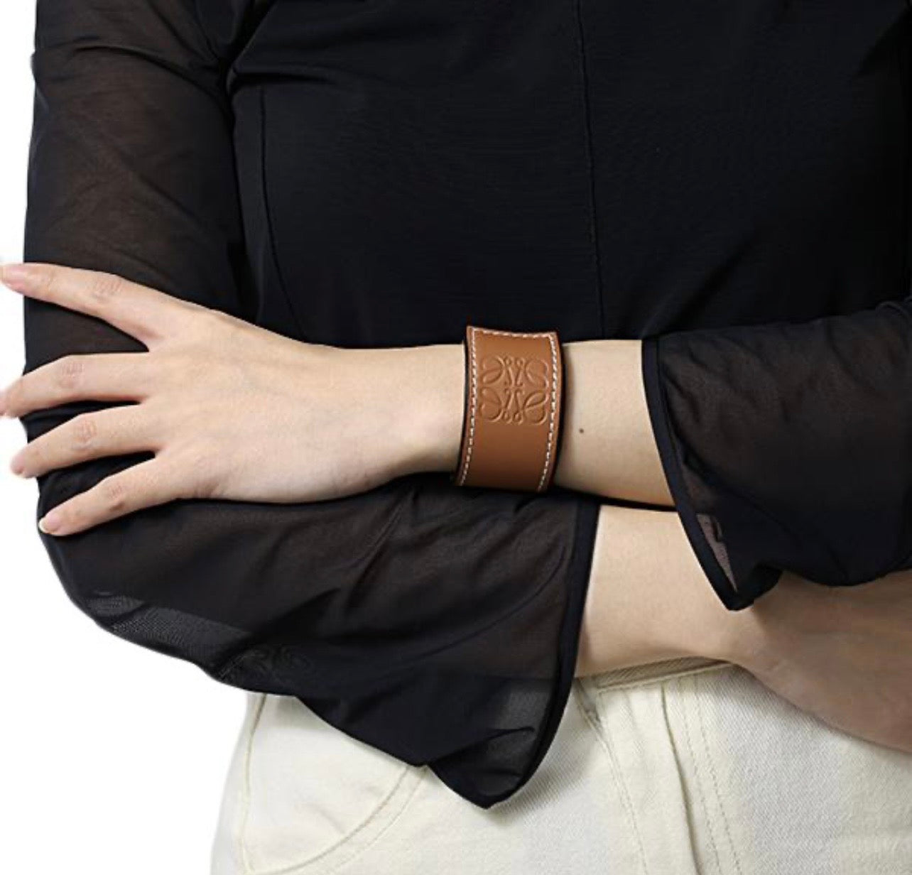 LOEWE Anagram Leather Slap Bracelet