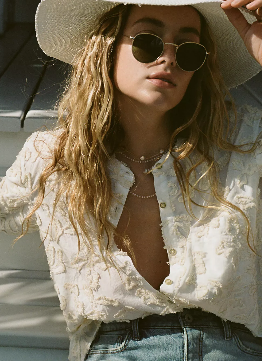 ANTHROPOLOGIE The Embroidered Trapeze Buttondown - Size M
