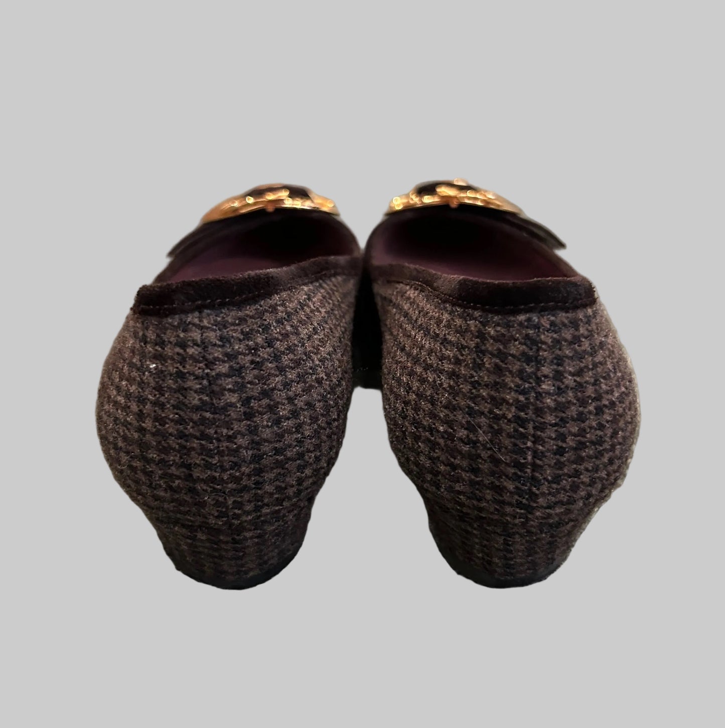 MIU MIU Houndstooth Flats With Buckle - Size 38