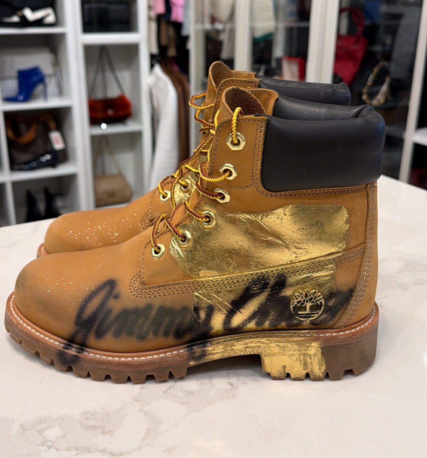 Jimmy Choo X Timberland Graffiti Logo Ankle Boots - Size 8