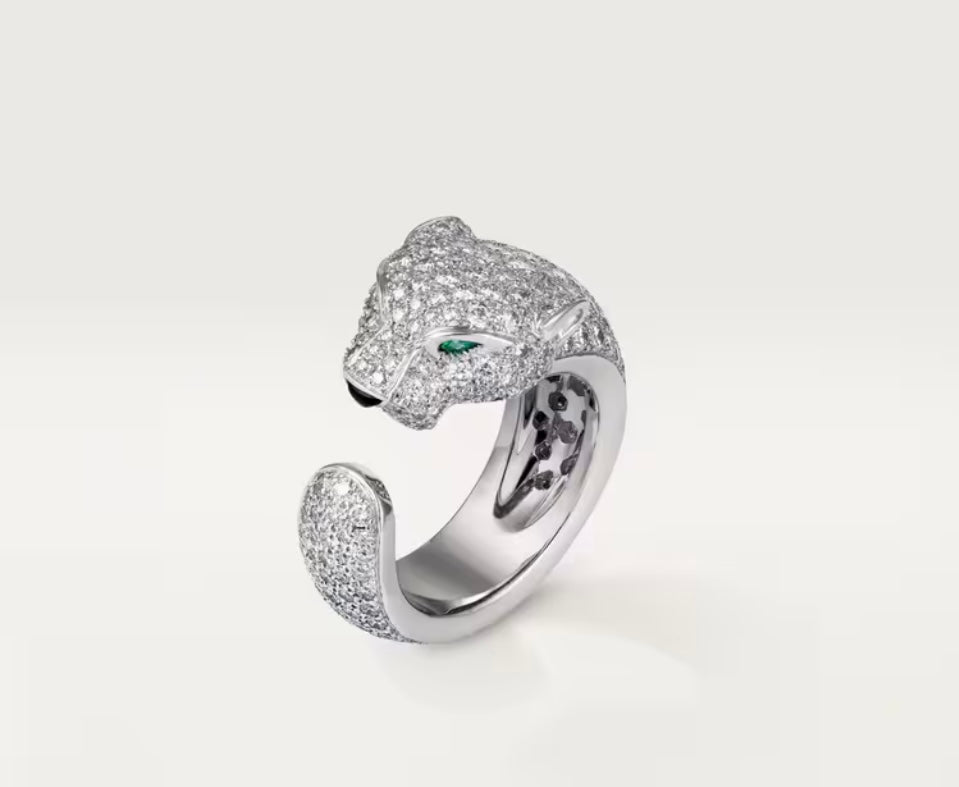 CARTIER Panthère De Cartier Ring White Gold With Diamonds - Size 5.5