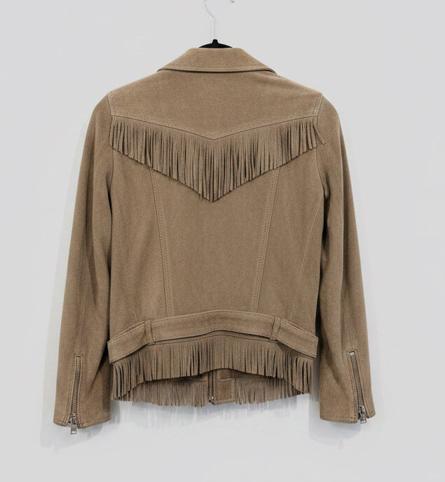THE KOOPLES Suede Fringe Jacket - Size XS