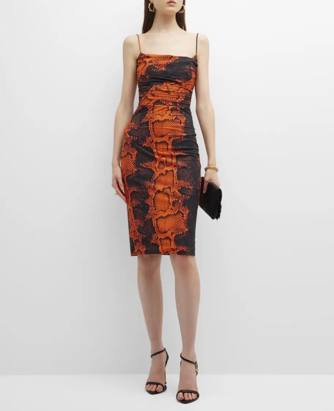 ROBERTO CAVALLI Orange Snake Print Dress - Size s