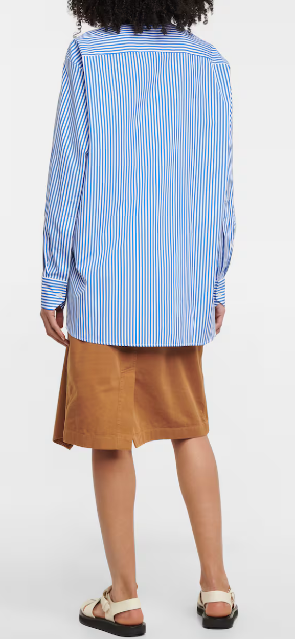 PLAN C Striped Cotton Poplin Blouse - Size 10