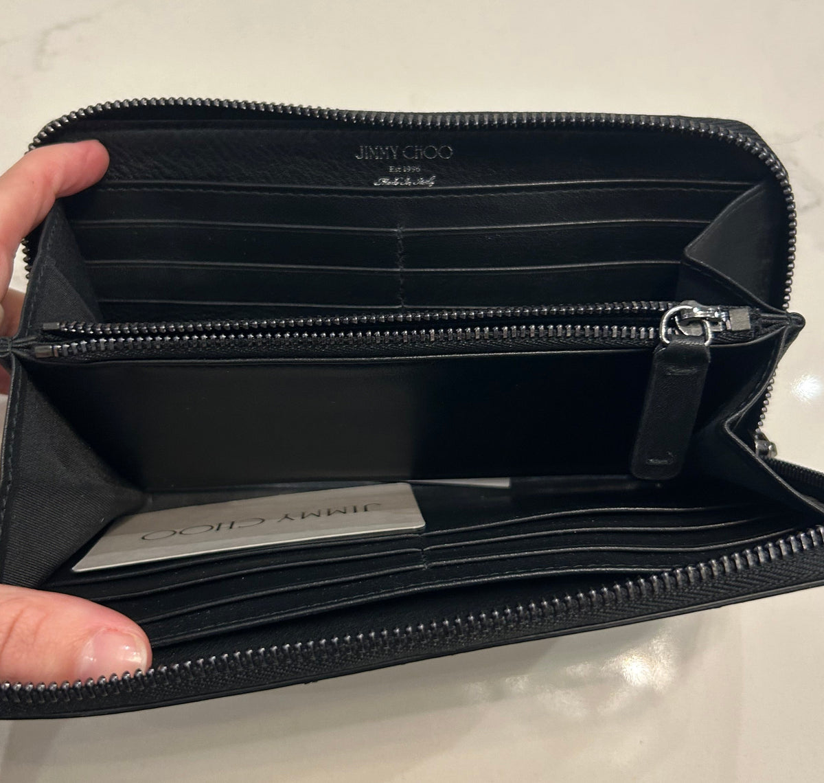 JIMMY CHOO Zip Around Metallic Stars Wallet