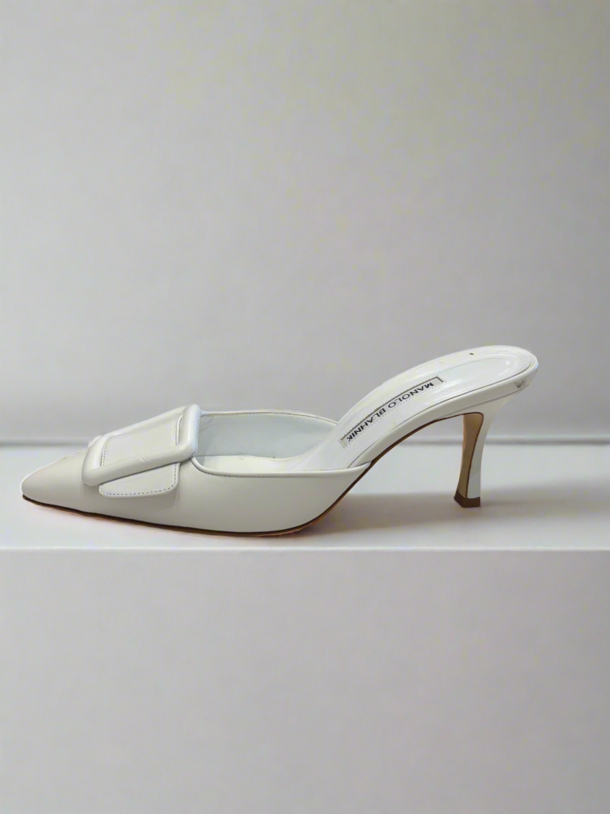MANOLO BLAHNIK Maysale 50 Buckle Mules - Size 38