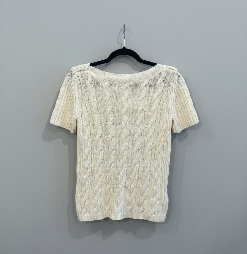 MAX MARA Cream Linen Cable Knit Sweater - Size M
