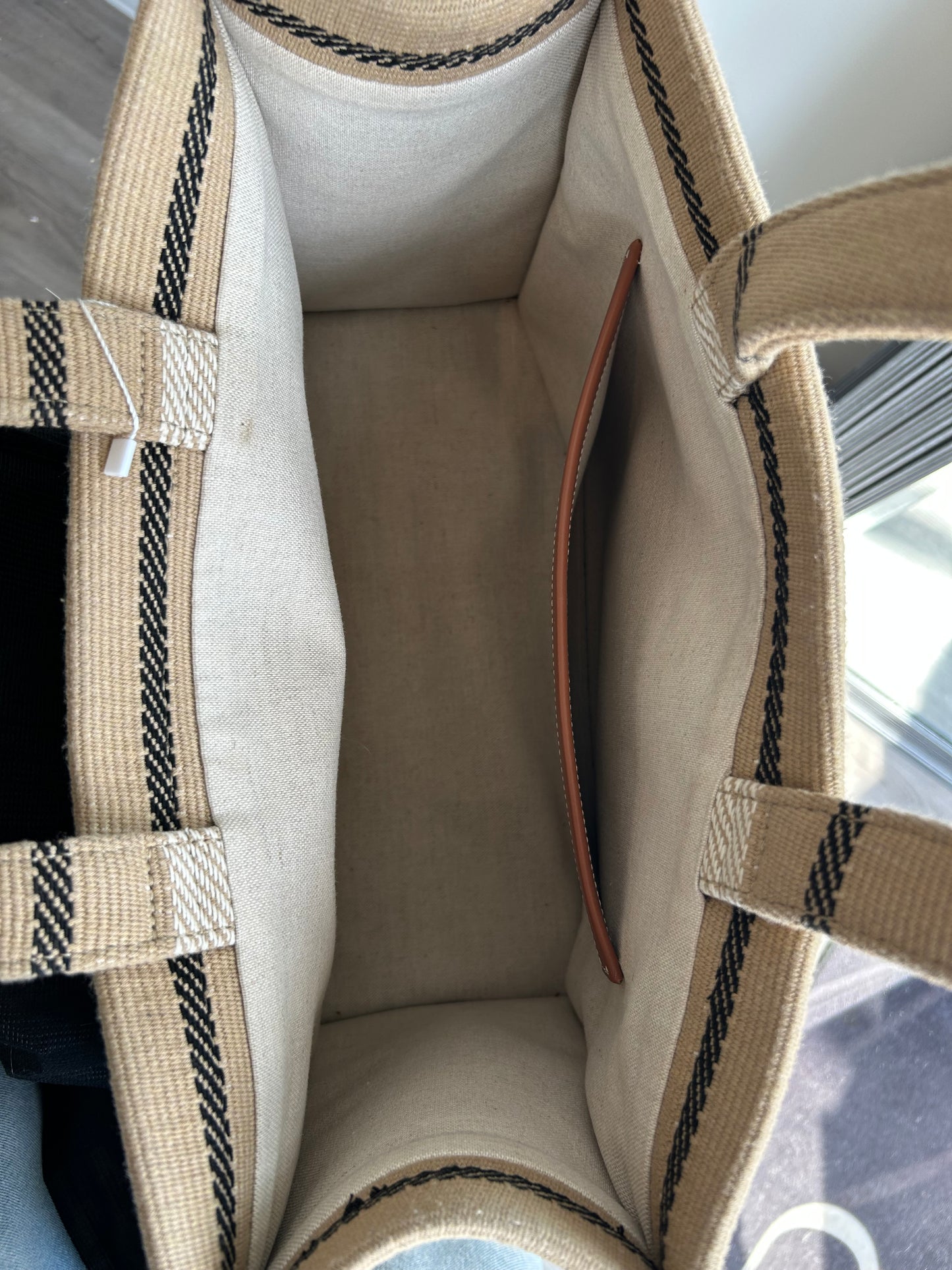 CÉLINE Large Cabas Thais Striped Textile Canvas Tote
