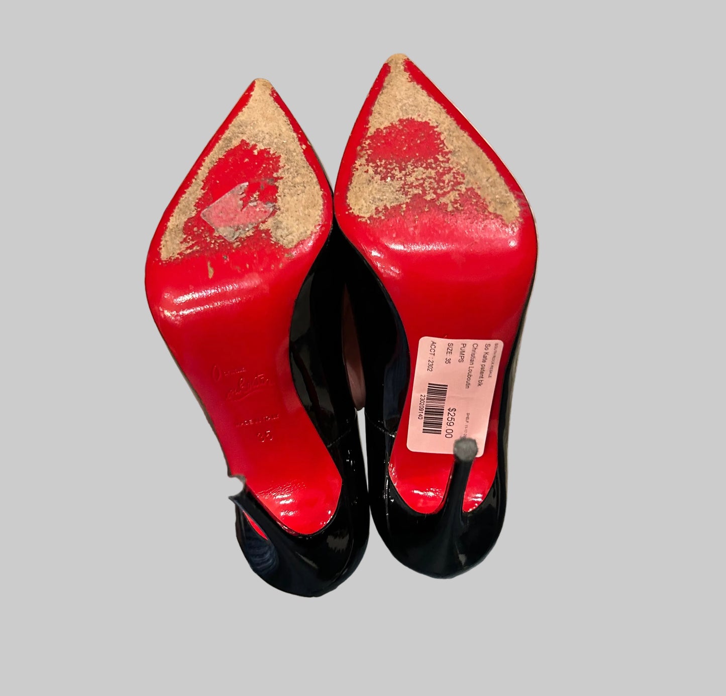 CHRISTIAN LOUBOUTIN So Kate Patent Black Pump - Size 35