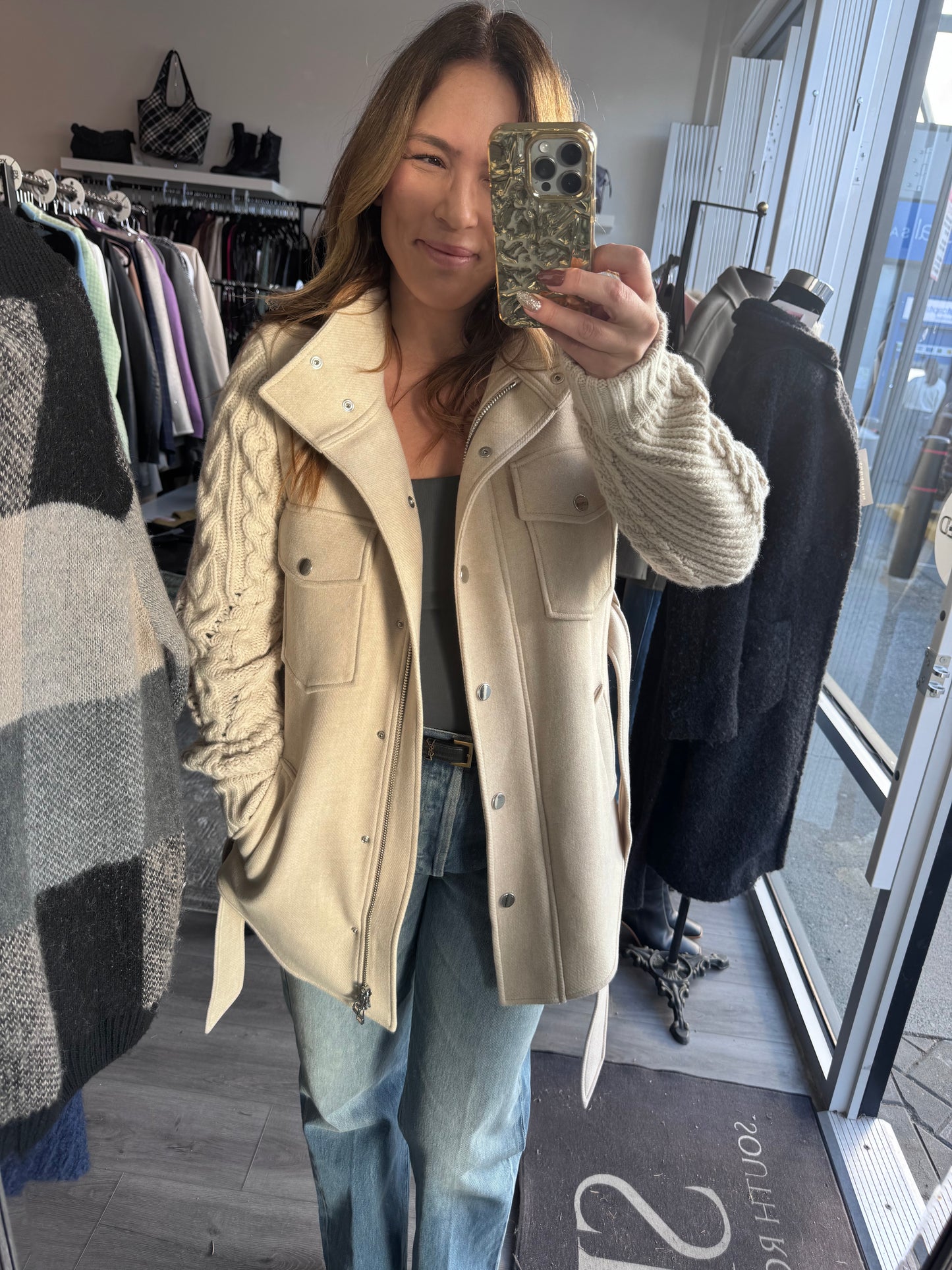 VERONICA BEARD
Jett Mixed-Media Coat - Size Medium