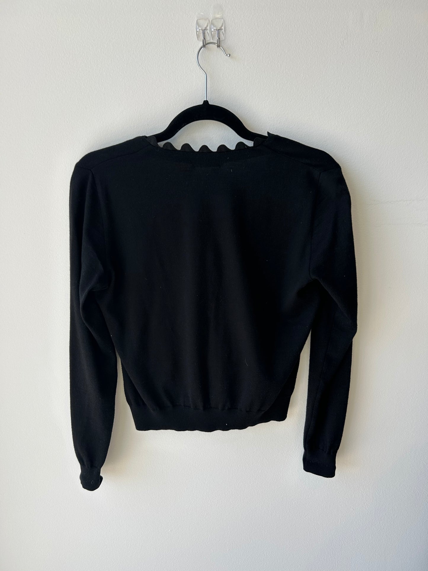 MOSCHINO Scallop Edge Black Cardigan - Size s