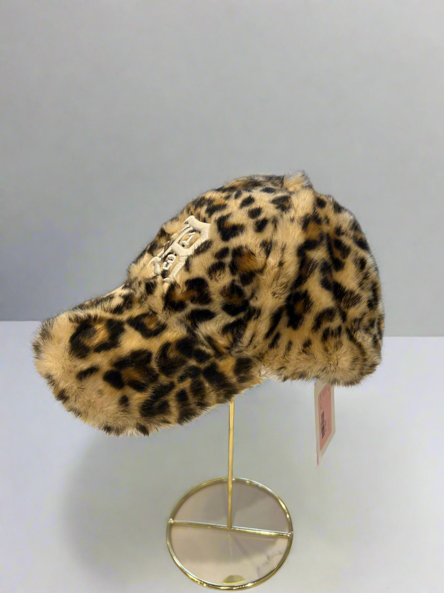 R13 Leopard Print Faux Fur Cap