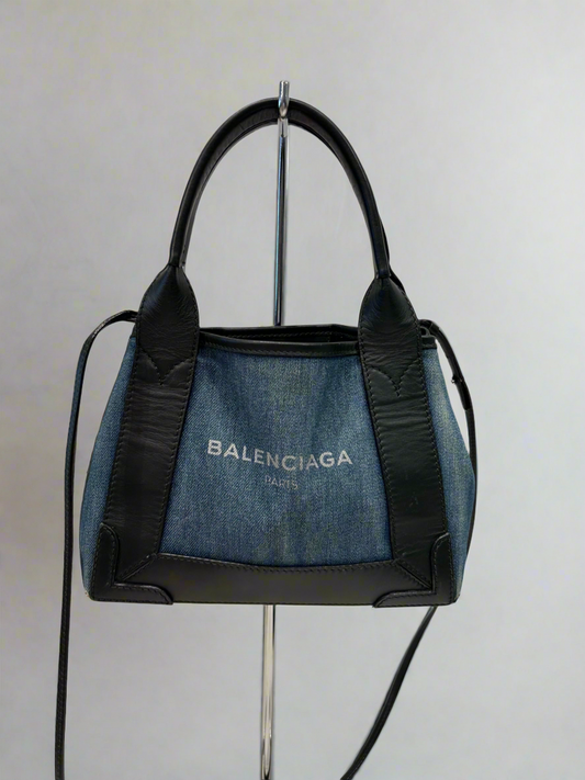 BALENCIAGA Cabas 2 Way Denim Bag