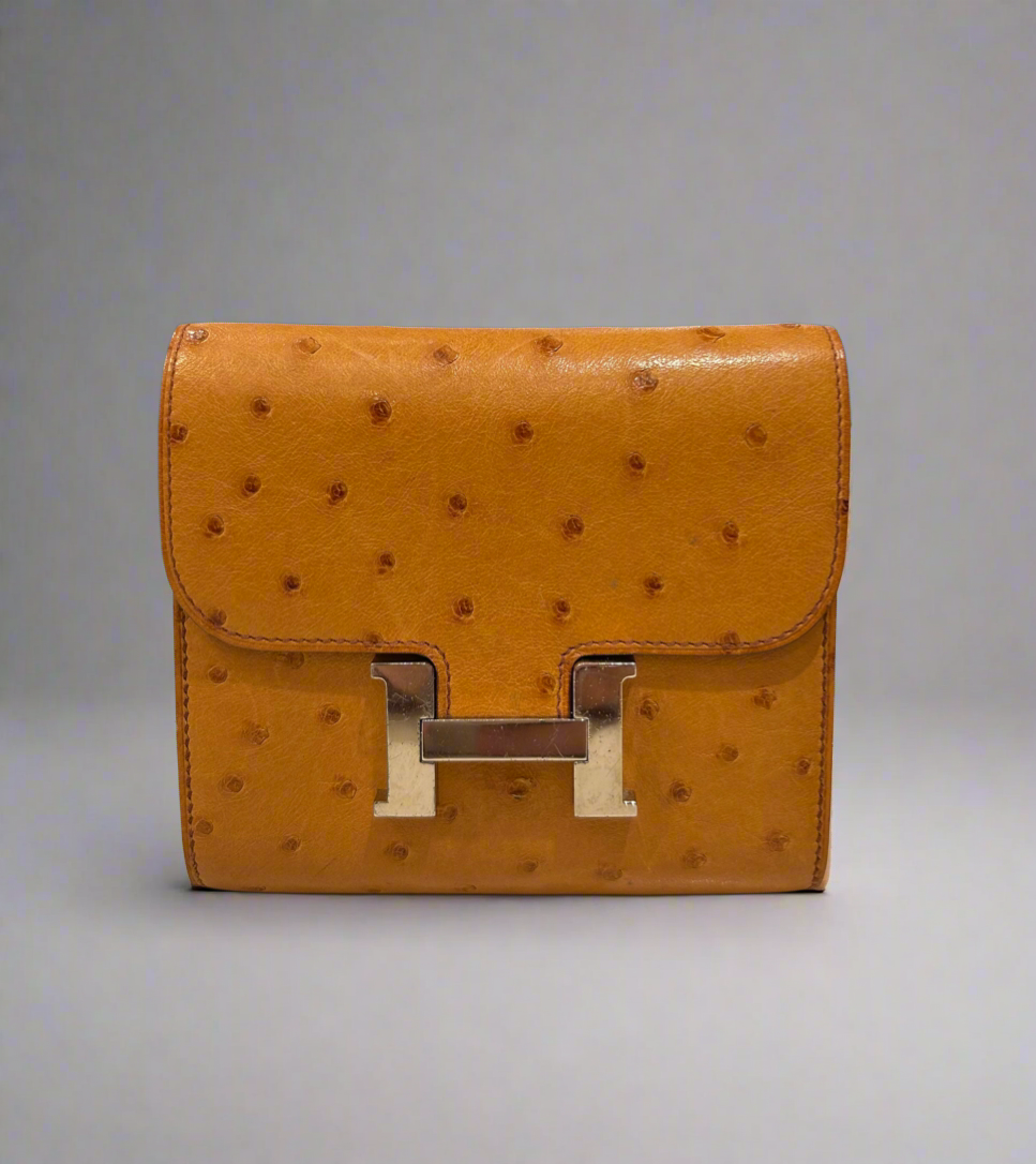 HERMÈS Constance Short Wallet In Ostritch