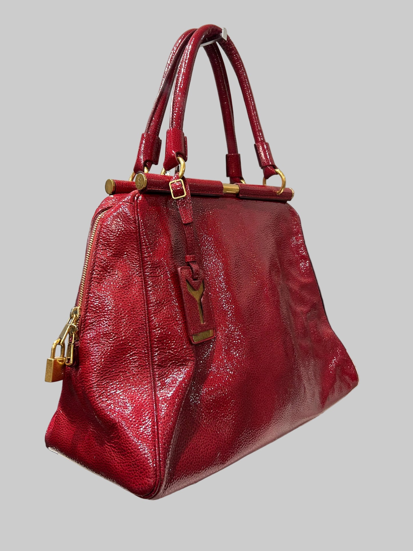 YVES SAINT LAURENT Red Patent Swing Bag